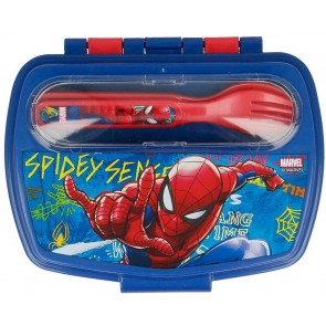 Spiderman. Set contenitore porta merenda + posate. Marvel