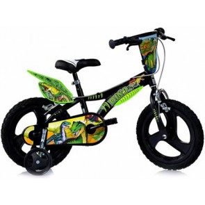 Bicicletta 14'' Dino T-Rex nera verde