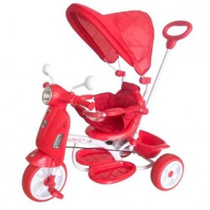 Triciclo Special Rosso Reversibile Fronte Mamma Con Manico E Cappottina